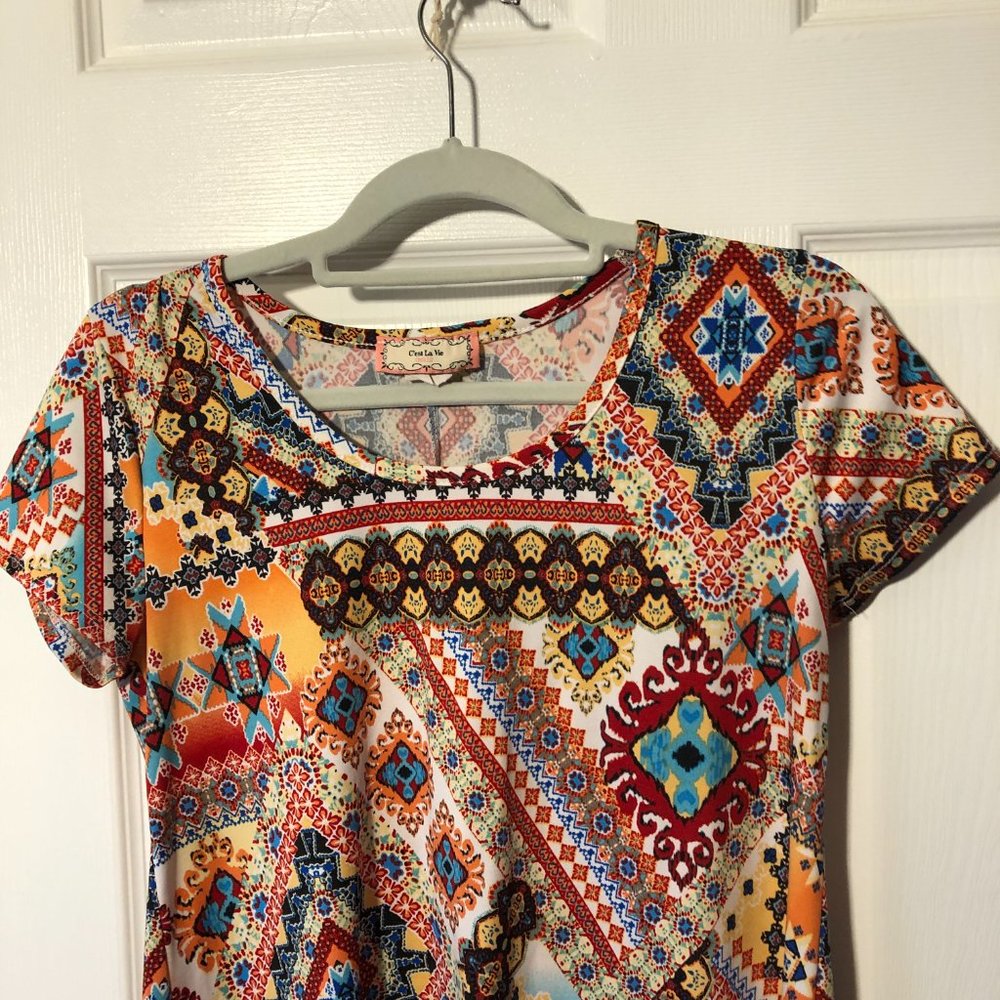 C'est la Vie women colorful short sleeve TS, S - Picture 4 of 7
